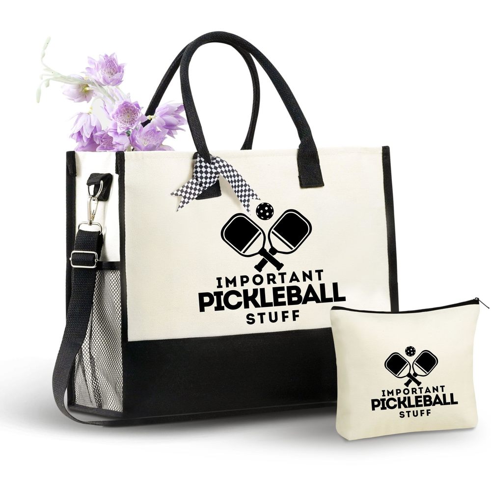 Pickleball Gifts Canvas Tote Bag, Important Pickleball Stuff Bag :O